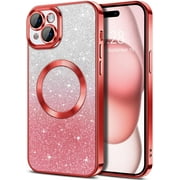 Cute Luxury Case for Apple iPhone 13 Glitter Magnetic Case for Girls Women Bling Sparkle Shining Glitter Luxury, Red